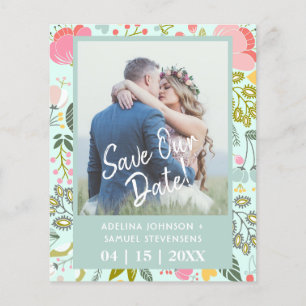 Prospectus 11,4 Cm X 14,2 Cm Budget printemps mariage floral vert photo enregis