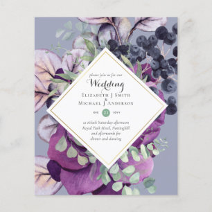 Prospectus 11,4 Cm X 14,2 Cm BUDGET Purple Bleu Floral Invitations de mariage