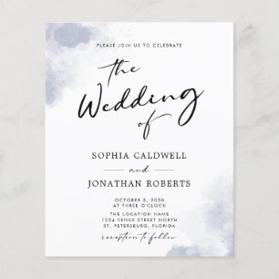 Prospectus 11,4 Cm X 14,2 Cm Budget QR Code Dusty Blue Watercolor Mariage