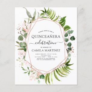 Prospectus 11,4 Cm X 14,2 Cm Budget Quinceanera Eucalyptus Rose Or géométrique