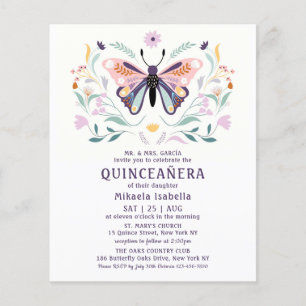 Prospectus 11,4 Cm X 14,2 Cm Budget Quinceañera Pink Purple Butpe Floral
