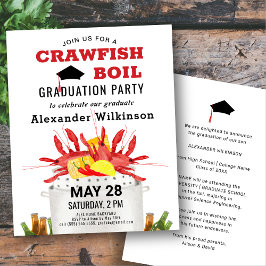 Prospectus 11,4 Cm X 14,2 Cm BUDGET Red Crawfish Boil GRAD Party Invitation