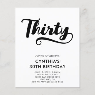 Prospectus 11,4 Cm X 14,2 Cm Budget Retro Swash Bold Script 30e Anniversaire