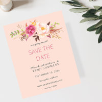 Budget Rose Blush Floral Enregistrer la date - Ros