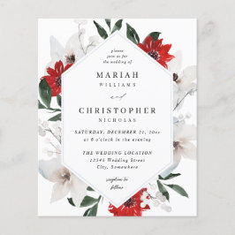 Prospectus 11,4 Cm X 14,2 Cm Budget Rouge et blanc Mariage floral de Noël