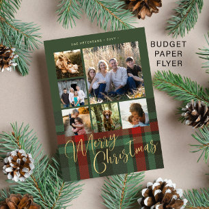 Prospectus 11,4 Cm X 14,2 Cm Budget rouge vert plaid multiphoto Joyeux Noël