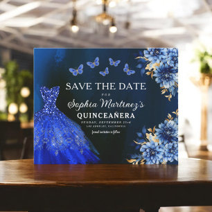 Prospectus 11,4 Cm X 14,2 Cm Budget Royal Blue Enregistrer la date Quinceanera