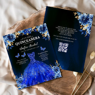 Prospectus 11,4 Cm X 14,2 Cm Budget Royal Blue QR Code Princesse Quinceanera