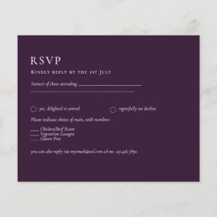 Prospectus 11,4 Cm X 14,2 Cm BUDGET RSVP Plum violet monochrome Mariage moderne