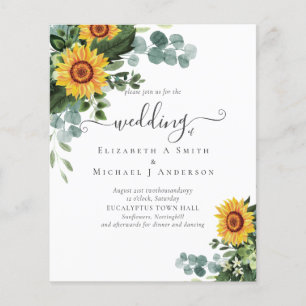 Prospectus 11,4 Cm X 14,2 Cm BUDGET Russe tournesol Eucalyptus Mariage Feuille