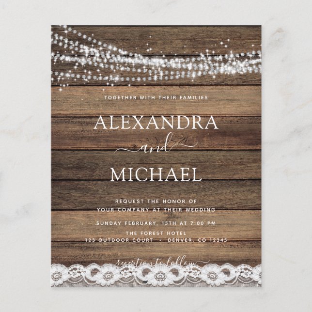 Prospectus 11,4 Cm X 14,2 Cm Budget Rustic Farmhouse Mariage de voyants (Devant)