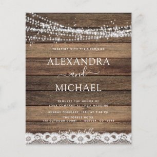 Prospectus 11,4 Cm X 14,2 Cm Budget Rustic Farmhouse Mariage de voyants