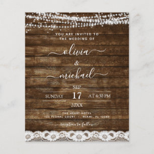 Prospectus 11,4 Cm X 14,2 Cm Budget Rustic Farmhouse String Lights Lace Wedding