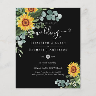 Prospectus 11,4 Cm X 14,2 Cm BUDGET Rustic Sunflowers Eucalyptus Leaves Wedding