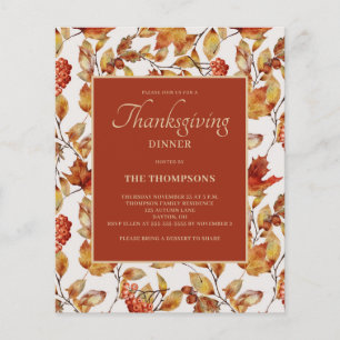 Prospectus 11,4 Cm X 14,2 Cm Budget Rustique Autumn Leaf Thanksgiving Invitatio