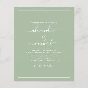 Prospectus 11,4 Cm X 14,2 Cm Budget Sage Vert Mariage Moderne Typographie Circu