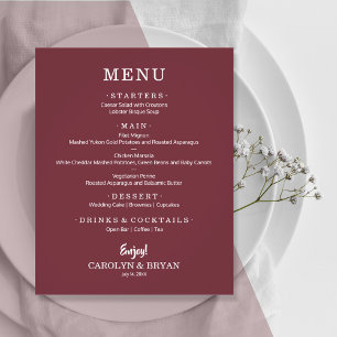 Prospectus 11,4 Cm X 14,2 Cm Budget Simple Elegant Burgundy Menu Mariage