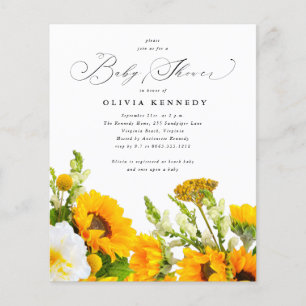 Prospectus 11,4 Cm X 14,2 Cm Budget Sunflower   Baby shower Floral Boho
