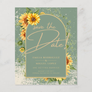 Prospectus 11,4 Cm X 14,2 Cm BUDGET Sunflower Sage Mariage Enregistrer La Date