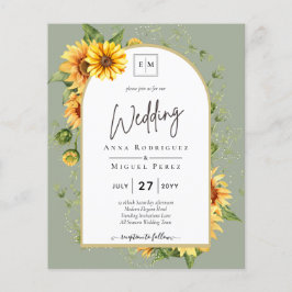 Prospectus 11,4 Cm X 14,2 Cm BUDGET Sunflowers Mariage Inviter QR Code RSVP