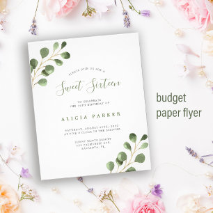 Prospectus 11,4 Cm X 14,2 Cm Budget Sweet 16 simple invitation de fête d'annive