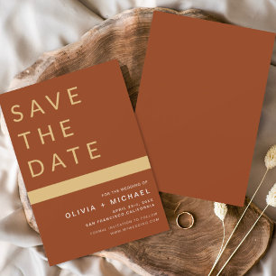 Prospectus 11,4 Cm X 14,2 Cm Budget Terracotta Enregistrer la date Elegant Gold