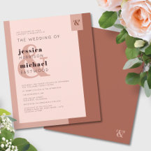 Budget Terracotta Monogramme Faire-part de mariage