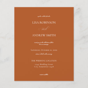 Prospectus 11,4 Cm X 14,2 Cm Budget Terracotta Orange Calligraphie Mariage