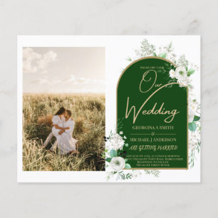 Prospectus 11,4 Cm X 14,2 Cm Budget Tout-en-1 Roses blanches Mariage vert Code 