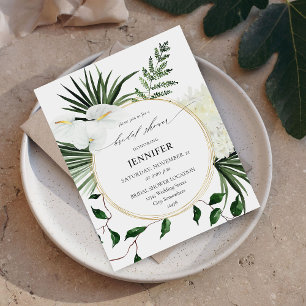 Prospectus 11,4 Cm X 14,2 Cm Budget Tropical Paume & Fleurs Blanches Mariage Sh