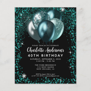 Prospectus 11,4 Cm X 14,2 Cm Budget Turquoise Vert Parties scintillant noire Ba