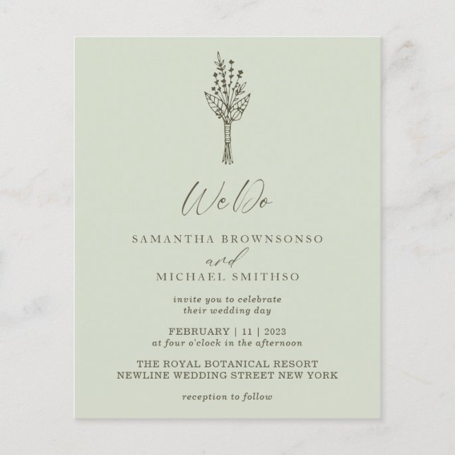 Prospectus 11,4 Cm X 14,2 Cm Budget vert clair moderne Nous faisons Botanique (Devant)