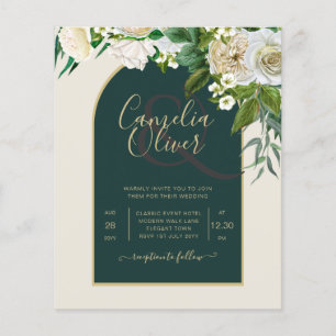 Prospectus 11,4 Cm X 14,2 Cm BUDGET White Roses Forêt Vert Mariage d'hiver INV