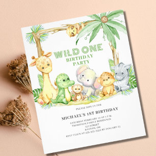 Prospectus 11,4 Cm X 14,2 Cm Budget Wild One Safari Animaux Anniversaire Invita