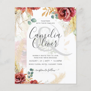 Prospectus 11,4 Cm X 14,2 Cm Burgundy Floral Eucalyptus Leaves Arch Wedding