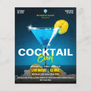 Prospectus 11,4 Cm X 14,2 Cm Business Cocktail Event   Bleu moderne