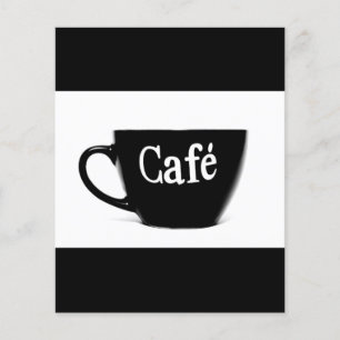 PROSPECTUS 11,4 CM X 14,2 CM CAFÉ BLANC NOIR CAFÉ MUG BEVERAGE DU MATIN LOGO