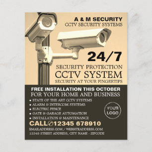 Prospectus 11,4 Cm X 14,2 Cm Caméras à montage CCTV, publicité sur la sécurité 