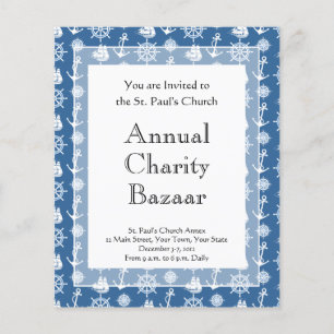 Prospectus 11,4 Cm X 14,2 Cm Capitaine de vaisseau marin bleu et blanc