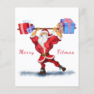 Prospectus 11,4 Cm X 14,2 Cm Carnet de Noël Bodybuilder Père Noël avec cadeaux 