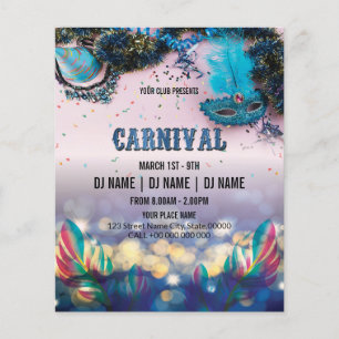 Prospectus 11,4 Cm X 14,2 Cm Carnival Party Flyer