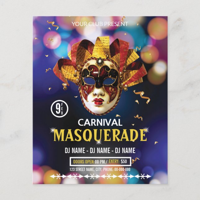Prospectus 11,4 Cm X 14,2 Cm Carnival Party Flyer (Devant)