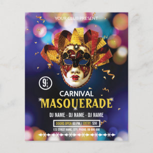 Prospectus 11,4 Cm X 14,2 Cm Carnival Party Flyer