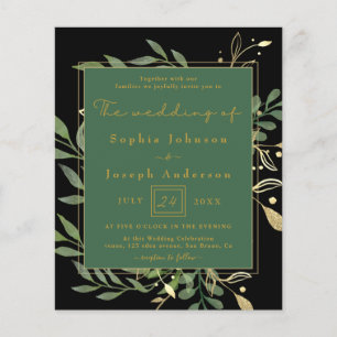 Prospectus 11,4 Cm X 14,2 Cm Carré d'or moderne et Feuille d'or mariage de verd
