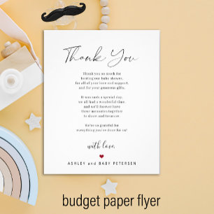 Prospectus 11,4 Cm X 14,2 Cm Carte de remerciement pour une baby shower avec un