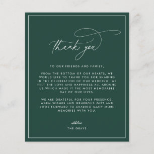 Prospectus 11,4 Cm X 14,2 Cm Carte de remerciements Mariage Emerald