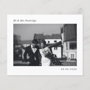 Prospectus 11,4 Cm X 14,2 Cm Carte de remerciements photo Mariage minimaliste d