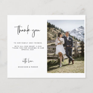 Prospectus 11,4 Cm X 14,2 Cm Carte de remerciements photo Mariage minimaliste d