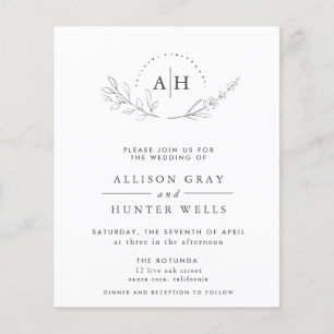 Prospectus 11,4 Cm X 14,2 Cm Carte d'invitation de mariage florale