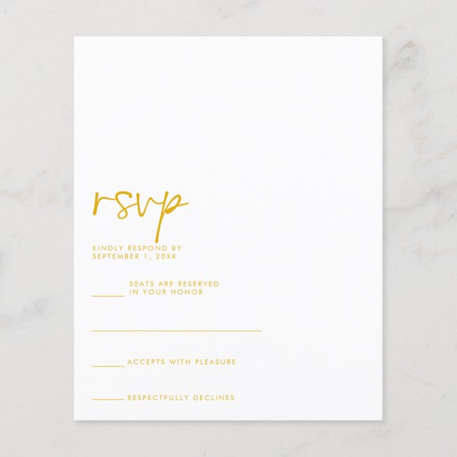 Prospectus 11,4 Cm X 14,2 Cm Carte RSVP BUDGET (Devant)
